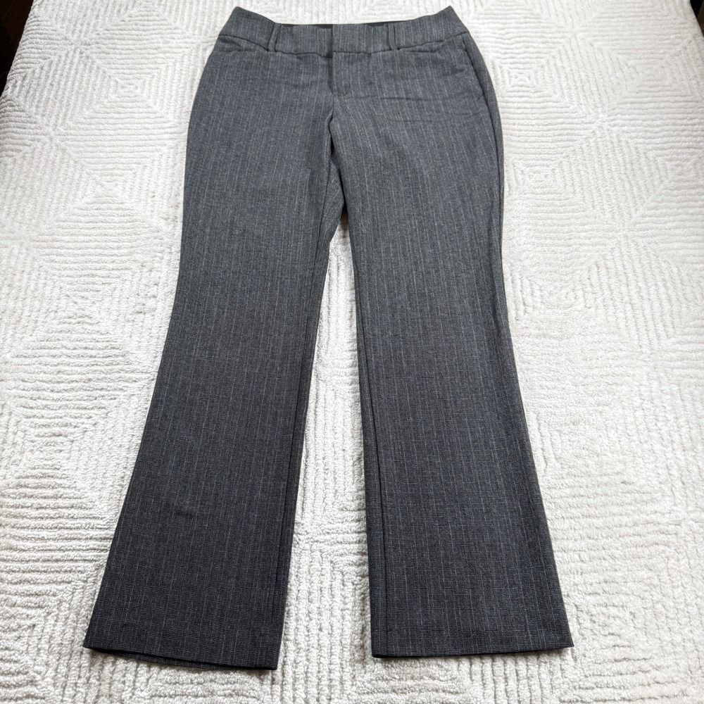 Apt. 9 Pinstripe Dress Pants Womens 8 Gray Flare Leg Office Career Trousers Work